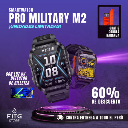 SMARTWATCH PRO MILITARY 9 + Correa Naranja de Regalo